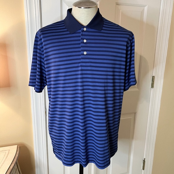 NWOT Men's Brooks Brothers Performance Style Blue Stripe Polo Shirt Size LARGE - Picture 1 of 3